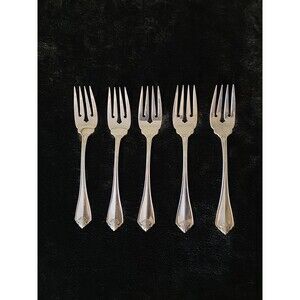 Set of 5 Oneida KING JAMES Silver Plate 6 1/2" Salad Forks ~ USA ~